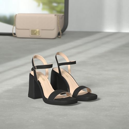 DREAM PAIRS Heels for Women Block Chunky Platform High Heels Open Toe Fashion Wedding Party Evening Prom Dance Ankle Strap Dress Pump Sandals Shoes