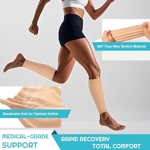 2 Pairs Calf Compression Sleeves Men&Women 20-30mmHg Medical Shin Splint for Leg Surpport Relief Pain Varicose Veins