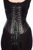 Genuine Leather Corset Women's Underbust Waist Trainer Heavy Duty Side Steel Boned Corset