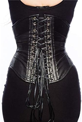 Genuine Leather Corset Women's Underbust Waist Trainer Heavy Duty Side Steel Boned Corset