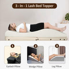 Ergonomic Lash Bed Topper Massage Table Pad, 30D Foam Esthetician Beds Mattress Toppers for Lash Tech Facial Wax, Beauty Salon Massage Bed Topper with Milk Touch & Washable Cover-Cream White
