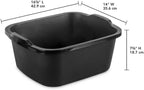 18 Qt Large Capacity Plastic Dishpan, Heavy Duty Kitchen Sink Wash Tub with Handles, BPA-Free Multipurpose Basin for Washing Dishes, Cleaning Toys, Soaking Clothes & Household Storage, Black