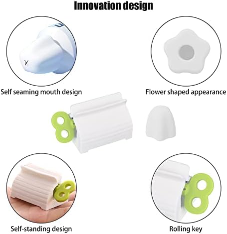 Self-Closing Toothpaste Caps,Tooth Paste Squeezer Topper,Silicone Dentifrice Tube Leak Proof Cover,Family Multipurpose Rolling Dispenser Holder,No Waste,No Mess,Adults/Kids Bathroom Gadget(4pcs+2pcs)