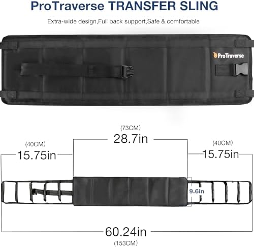 Transfer Sling with 10 Non-Slip Padded Handles – Gait Belt with Safety Waist Strap for Elderly & Disabled, Lift Assist for Bed, Wheelchair & Floor Transfers, Supports 330 lbs