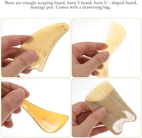 ARTIBETTER 4pcs Scraping Board Gua Sha Massage Tool Set Ox Horn Massage Tools Set for Face Back and Neck Release with Storage Bag