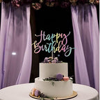 Rainbow Happy Birthday Cake Topper, Glitter Birthday Party Decoration Supplies