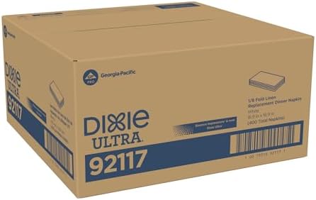 GEORGIA-PACIFIC Dixie Ultra 1/8-Fold Linen Replacement Dinner Napkin (Previously Essence Impressions) by GP PRO (Georgia-Pacific), White, 92117, 100 Napkins Per Pack, 4 Packs Per Case