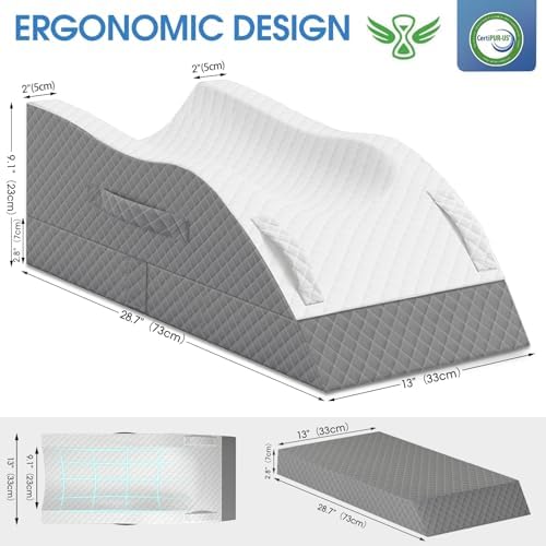TranquilRelax Elevation Pillows for Leg After Surgery, Memory Foam Adjustable Leg Wedge Pillow for Injury or Rest, Ankle Pillow for Sleeping Blood Circulation Grey