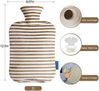 Hot Water Bottle, 2L Hot Water Bag with Cover, Warm Water Bag with Hand Pocket, Brown