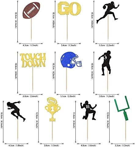 30 Pack American Football Cupcake Toppers Football Touchdown Cupcake Picks Soccer Player Cupcake Decorations for Super Rugby Sports Theme Men Boys Birthday Party Supplies