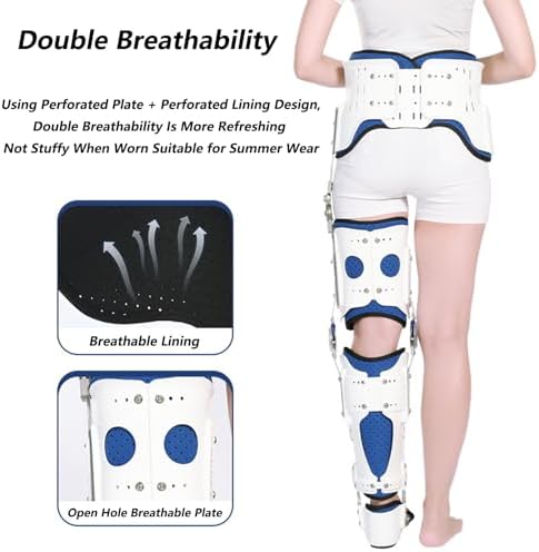 SFKLYU Orthopedic Hip Brace Hinged Adjustable Hip Knee Ankle Foot Orthosis Braces Hip Joint Fixation Bracket Durable Ankle Foot Orthosis Brace for Hip Fracture Rehabilitation Equipment,Right