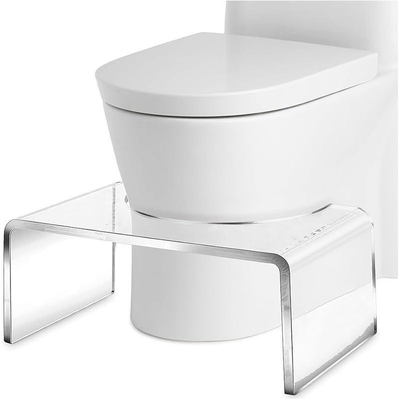 Acrylic Toilet Stool Squat Set of 2, Squatting Toilet Stool for Adults Kids,Modern Design Pooping Stool, Easily Blend into Any Bathroom (Clear-2PCS)