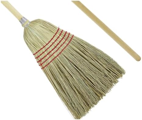 Flagged Bristle Parlor Broom Maid Broom with Wooden Handle