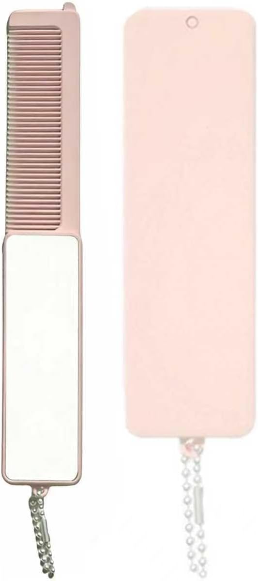 2Pcs Folding Hair Brush with Mirror, Portable Travel Hair Comb Pocket Size, Anti-static Mini Hairbrush, Small Hair Styling Tools for Women Men Home Trave Use