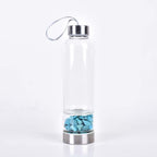 550 Ml Natural Crystal Water Bottle Gemstone Center Natural Quartz Crystal Wand Stick Wand Healing Elixir Point Reiki Crystal Obelisk Natural Quartz Crystal Gem Infused Water Bottle