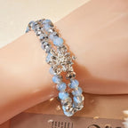 Nojess Christmas Snowflake Bracelets for Women Layered Cut Crystal Glass Bead Stretch Bangle Bracelet Winter Holiday Birthday Bracelet Xmas Snowflake Jewelry Gifts