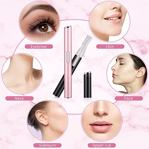 Chumia 2 Pcs Electric Eyebrow Trimmer Women Precision Face Razors Mini Shaver with Comb Christmas Women Gift Battery Operated Personal Epilator for Face Neck Fuzz Lips Leg(Pink, Black)