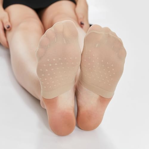Yilanmy Toe Socks for Women 6 Pairs, Half Socks for Heels No Show Liner Toe Topper Cover Mule Sock Non-Skid Bottom