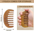 Wooden Comb, Wide Tooth Hair Comb for Women Scalp Massage and Distribute Oils - Green Sandalwood