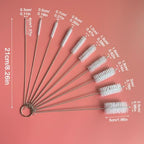10-Piece Nylon Tube Cleaning Brush Set: Ideal for Narrow Neck Bottles and Cups,White