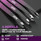 Professional Tweezers Set for Eyebrows – 4PC Precision Stainless Steel Tweezers Kit with Slant, Pointed & Flat Tips – Eyebrow Hair Removal Tool for Women & Men – Eco-Friendly Paper Tube Packaging