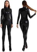 Maxim Party Supplies Metallic Catsuit for Women - Zip Front Mock Neck Unitard Bodysuit for Cosplay, Costume, Dance, Rave