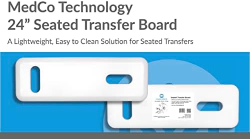 MedCo Technology 24" Premium Seated Transfer Board, Friction-Reducing High Density Plastic, Soft Edges, Dual Handle Shapes, Easy to Transport. Perfect for Bed, Wheelchair, Toileting, and More