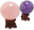 Polar Jade Natraul Crystal Balls, Rose Quartz and Amethyst Power Stone Spheres with Standa for Crystal Healing, Meditation, Feng Shui, Scrying, Decor, Hand-Made