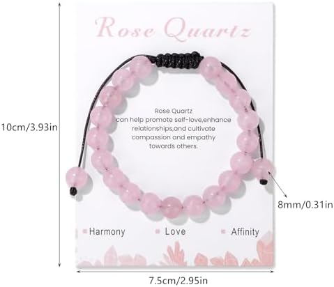 Healing Crystal Bracelet for Women 8mm Natural Stone Crystal Beaded Bracelets Adjustable Handmade Gemstone Bracelet Healing Jewelry Mother's Day Gifts for Women