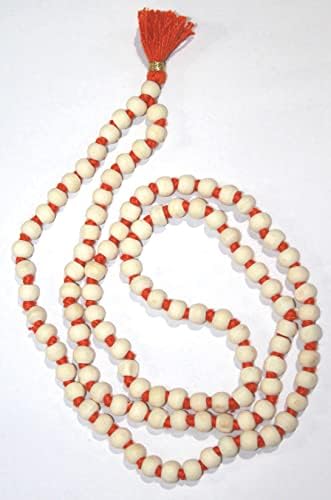 IS4A 8MM TULSI HOLY BASIL PRAYER BEADS JAPA MALA NECKLACE HAND KNOTTED KARMA (108+1) BEADS BLESSED & ENERGIZED HINDU TIBETAN BUDDHIST SUBHA ROSARY