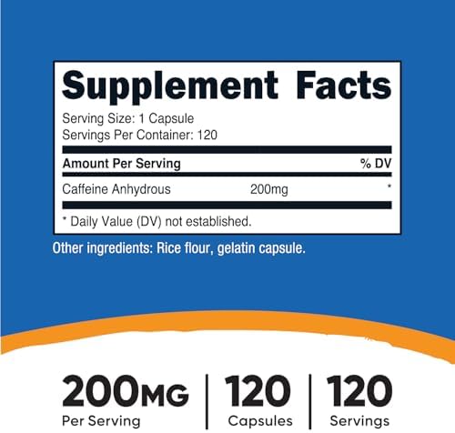 Nutricost Caffeine Pills 200mg, 120 Capsules - Gluten Free, Non-GMO