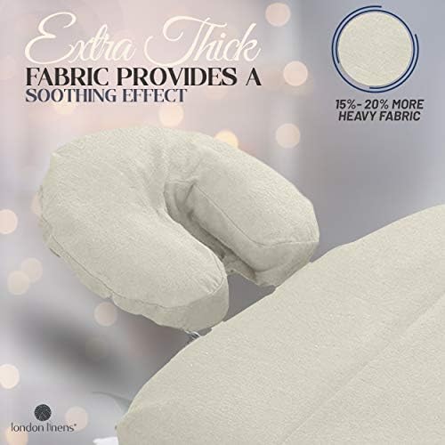 London Linens Pack of 4, Premium Extra Thick 100% Cotton Flannel Massage Tables Face Cradle Covers Cozies Fitted - Includes 4 pcs (Natural)