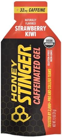 Honey Stinger Strawberry Kiwi Energy Gel, Caffeinated & Gluten Free with Organic Honey, for Exercise, Running and Performance, Sports Nutrition for Home & Gym, Pre and Mid Workout, 24 Pack