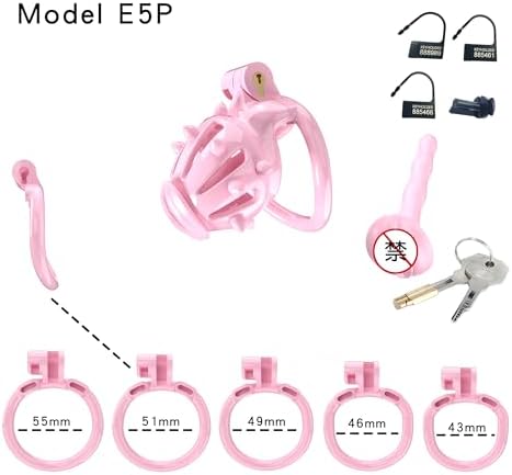 Male Fixed Training Cage Protection Cage (Curved) with Pink Silicone Spikes for Security (US-A134) (E5P)