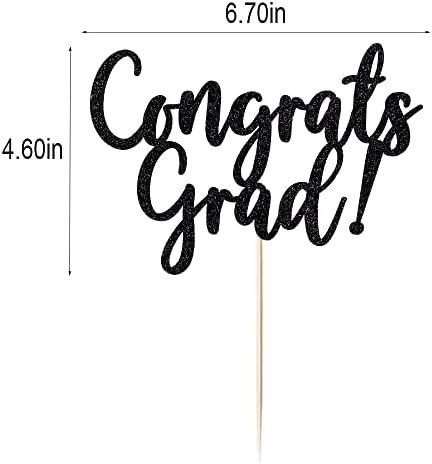 Black flash Congrats grad Cake Topper，2025 Graduate Party Decorations (4)
