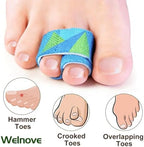 Welnove 12Pcs Hammer Toe Straightener, Hammer Toe Splints, Toe Wraps Cushioned Bandages for Correcting Hammer Toes, Broken, Bent, Curled, Crooked & Overlapping Toes (Patterned)