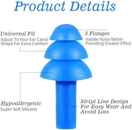 6 Pairs Ear Plugs for Sleeping, Soft Reusable Silicone Earplugs for Swimming & Noise Cancelling Ear Protection, Comfortable Moldable Fit for Travel, Work, Concerts, Snoring, Black