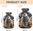 Cool Cat Black Hot Water Bottle with Soft Cover Feet and Bed Warmer Hot Water Bag for Neck and Shoulder Pain Relief, 1L