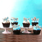 60 PCS Edible Airplane Cupcake Toppers Pilot Aviation Plane Cupcake Picks Edible Airplane Plane Cake Decorations for Airplane Theme Baby Shower Kids Boys Birthday Party Decorations Supplies Blue