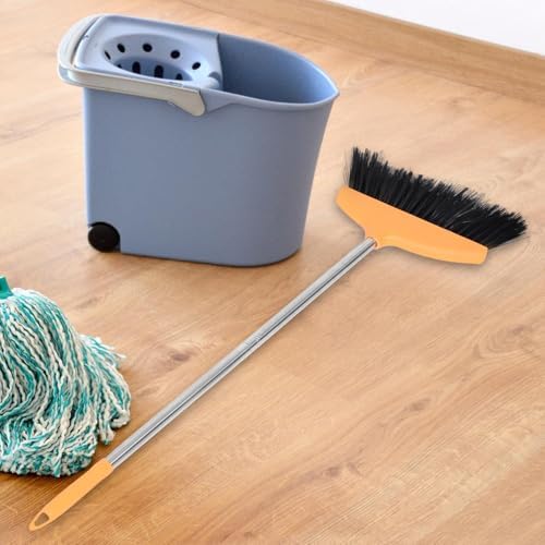 LIFKOME Plastic Bristle Broom with Metal Handle Heavy Duty Commercial Cleaning Broom for Floor Indoor Outdoor