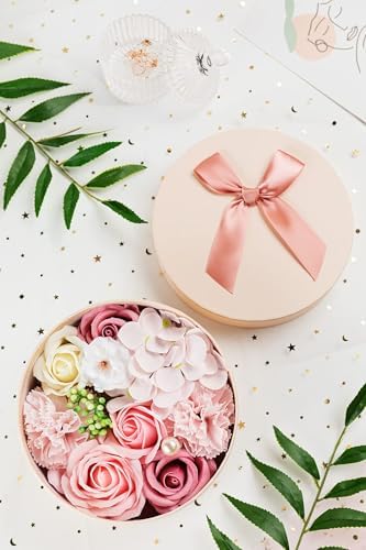 Luxury Beautiful Flora Scented Roses/Carnation Flower Bath Soap with Stem, Flower Soap in Gift Box, Gift for Birthday/Valentine's Day/Mother's Day (Pink)