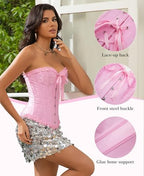 Bustier Corset Top for Women | Overbust Lace Up Waist Cincher Shapewear Lingerie