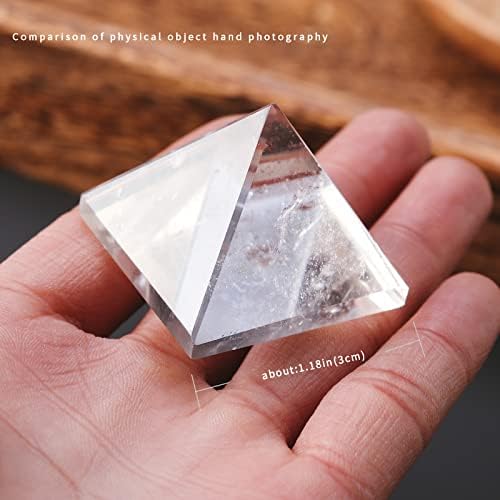 Runyangshi Natural Clear Quartz Crystal Pyramid Energy Generator | 1.2x1.2in (3x3cm) Healing Crystal Pyramid for Protection & Positive Energy | Natural Quartz for Chakra Reiki Home Decor