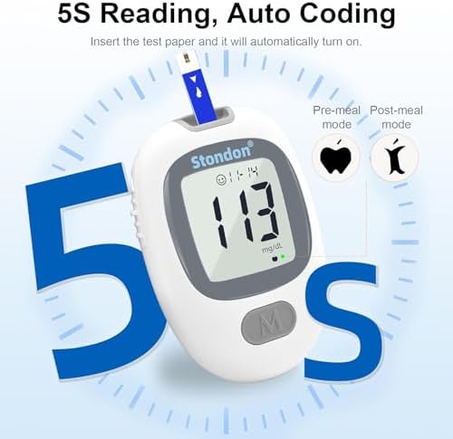 G430 Blood Glucose Monitor Kit, 50 Test Strips & 50 Lancets, 1 Control Solution, 1 Blood Sugar Monitor, 1 Lancing Device, Diabetes Testing Kit, No Coding, Large Display, Glucometer for Home Use