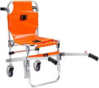 LINE2design-USA-EMS Mobility Chair - Ambulance Firefighter Medical Foldable Aluminum Manual Chair + 3 Adjustable Straps with Quick Release Buckles - Orange