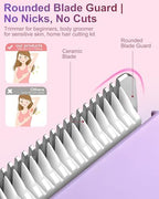 Bikini Trimmer for Women, 2-in-1 Waterproof Painless Body Shaver for Legs, Underarms, Bikini Line with Narrow & Wide Ceramic Blades, 3 Combs, USB Rechargeable, Travel Friendly Gift for Women,Mauve