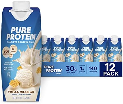 Pure Protein Vanilla Protein Shake, 30g Complete Protein, Vitamins A, C, D, and E plus Zinc & Bars, High Protein, Nutritious Snacks to Support Energy, Low Sugar, Gluten Free