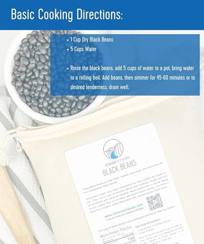 CLEAR CREEK Washington State Grown Black Beans | 4 lb | Project Non-GMO Verified | Vegan | Kosher | Non-Irradiated | Frijoles Negros