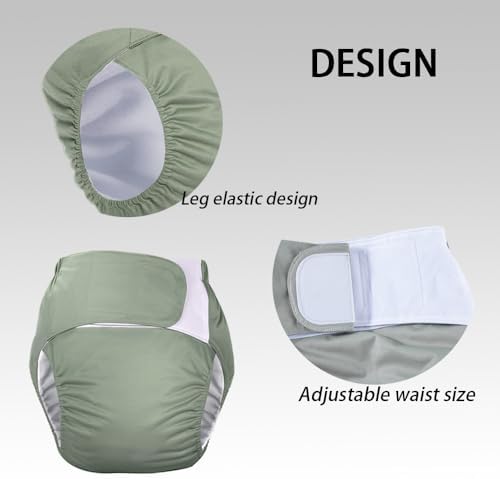 3 Pack Adult Cloth Diapers, Reusable Diaper Underwear, Washable, Elderly Care Protective Diaper, Adjustable Waist Circumference for Both Men and Women Black,XL