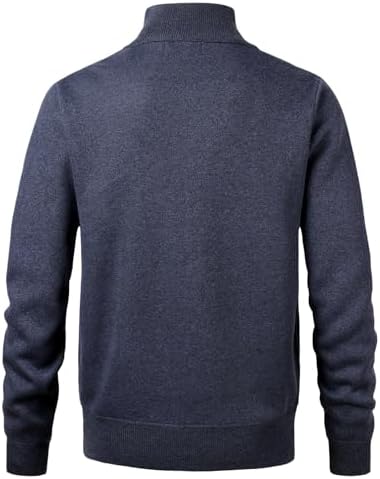 Men's Knitted Cardigan Sweater Fleece Lined Knitwear Stand Collar Jumper Full Zip Outerwear Thin Jacket